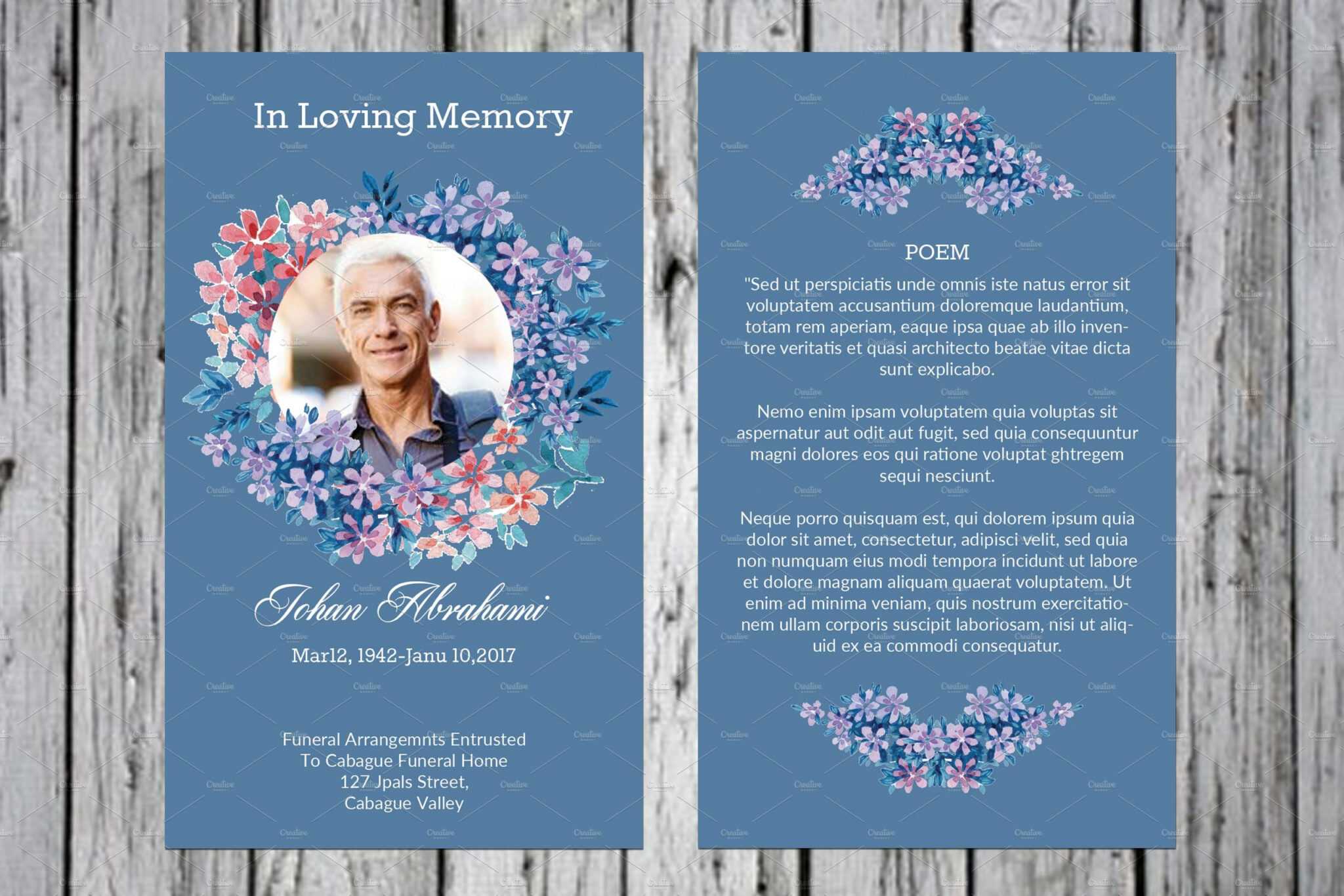 Memorial Cards For Funeral Template