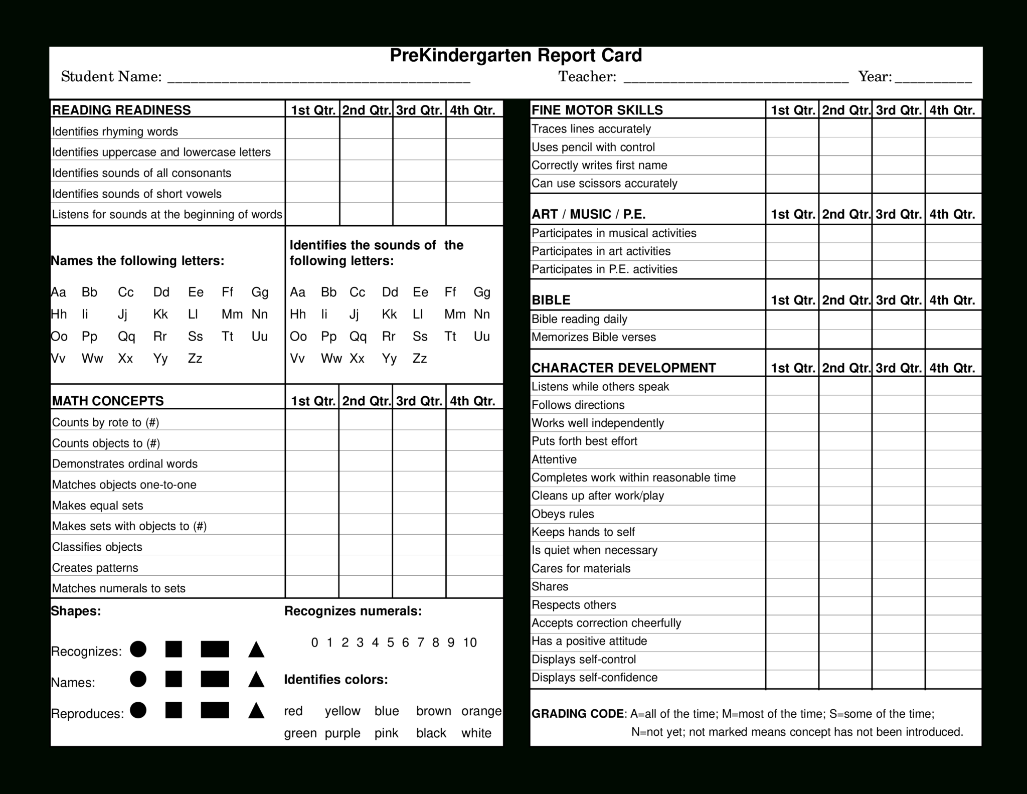 Preschool Report Card | Templates At Allbusinesstemplates inside
