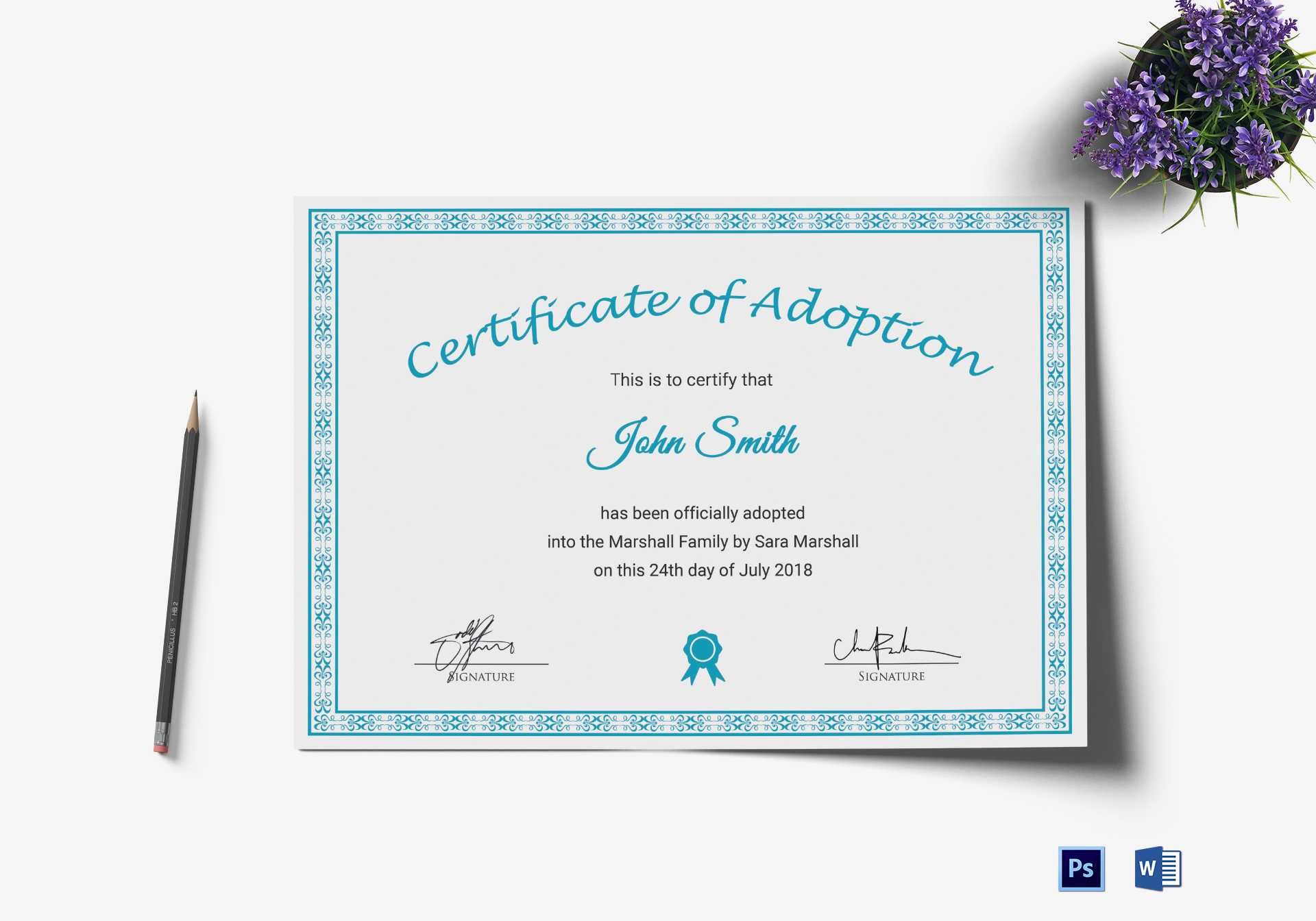 Printable Adoption Certificate Template For Child Adoption Certificate Template