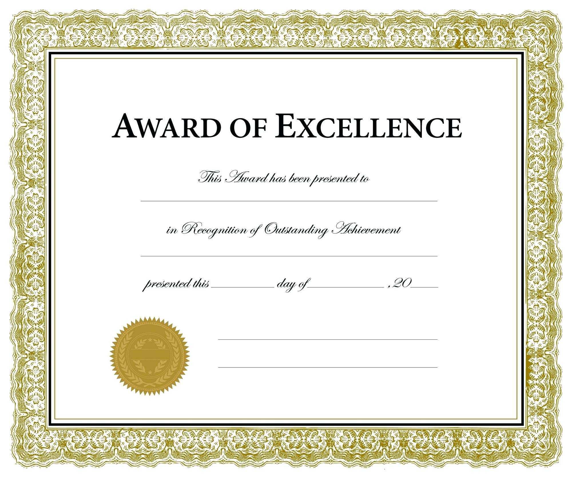 Printable Award Templates - Colona.rsd7 Intended For Blank Award Certificate Templates Word