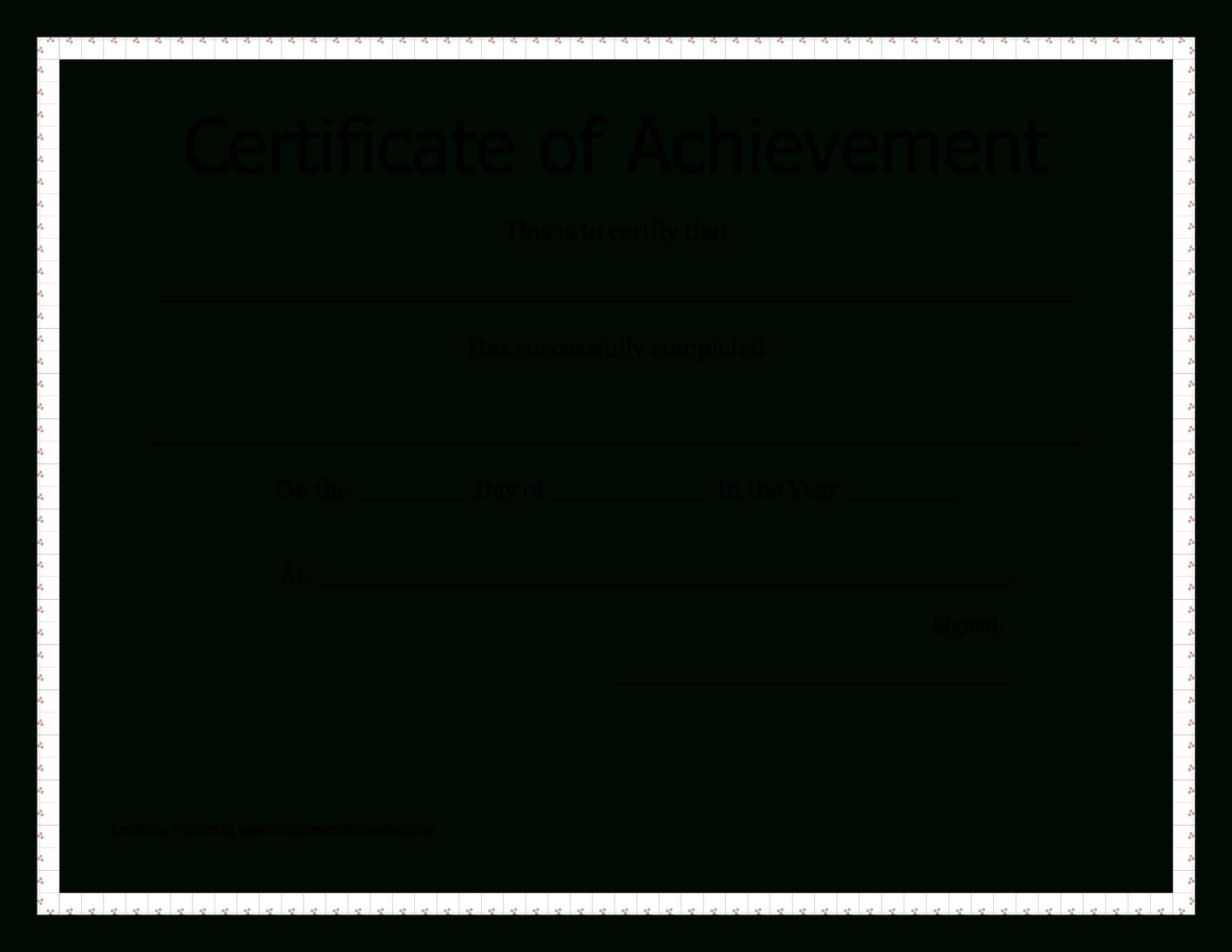 Printable Certificate Of Achievement | Templates At Intended For Blank Certificate Of Achievement Template