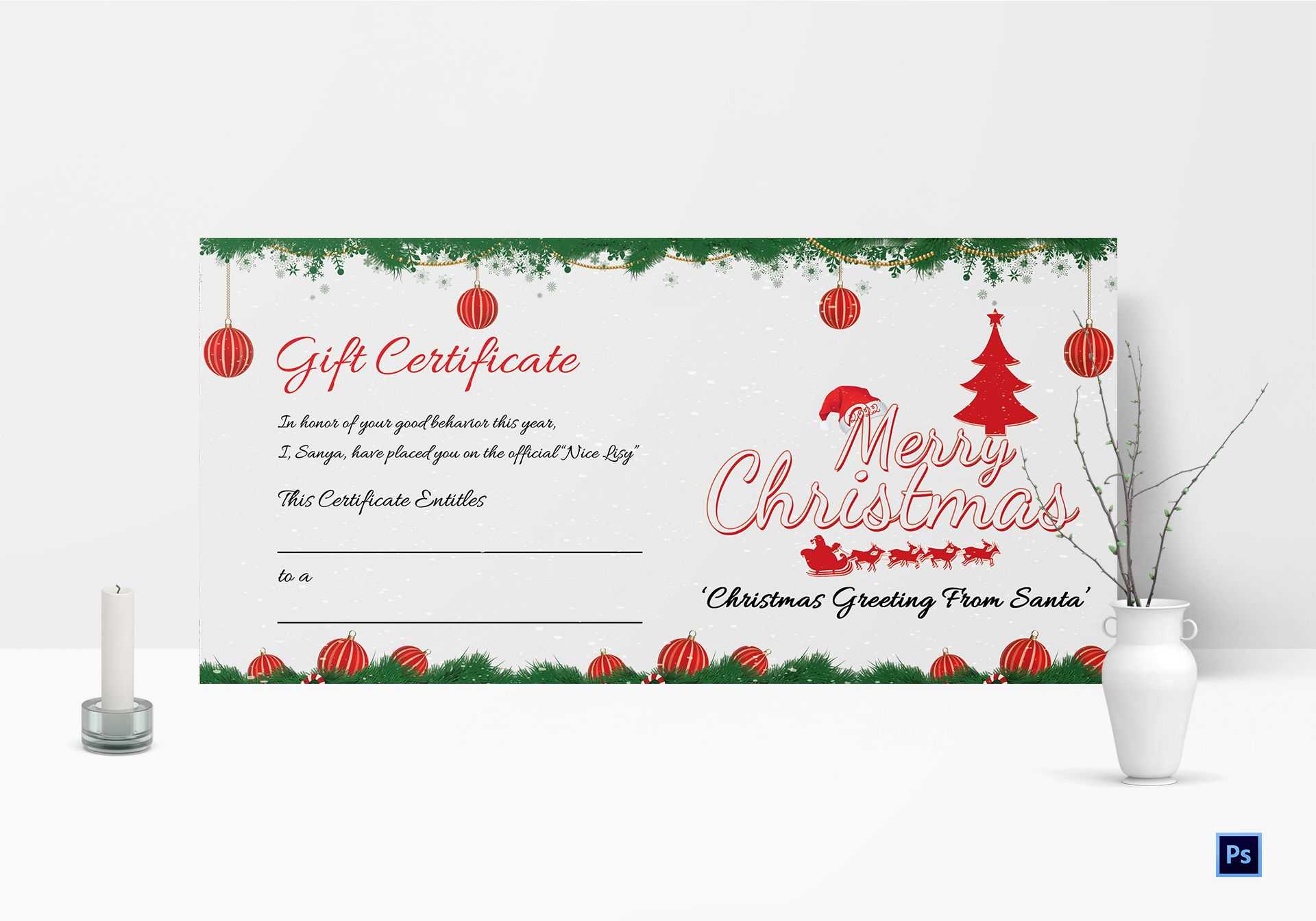 Printable Merry Christmas Gift Certificate With Regard To Merry Christmas Gift Certificate Templates