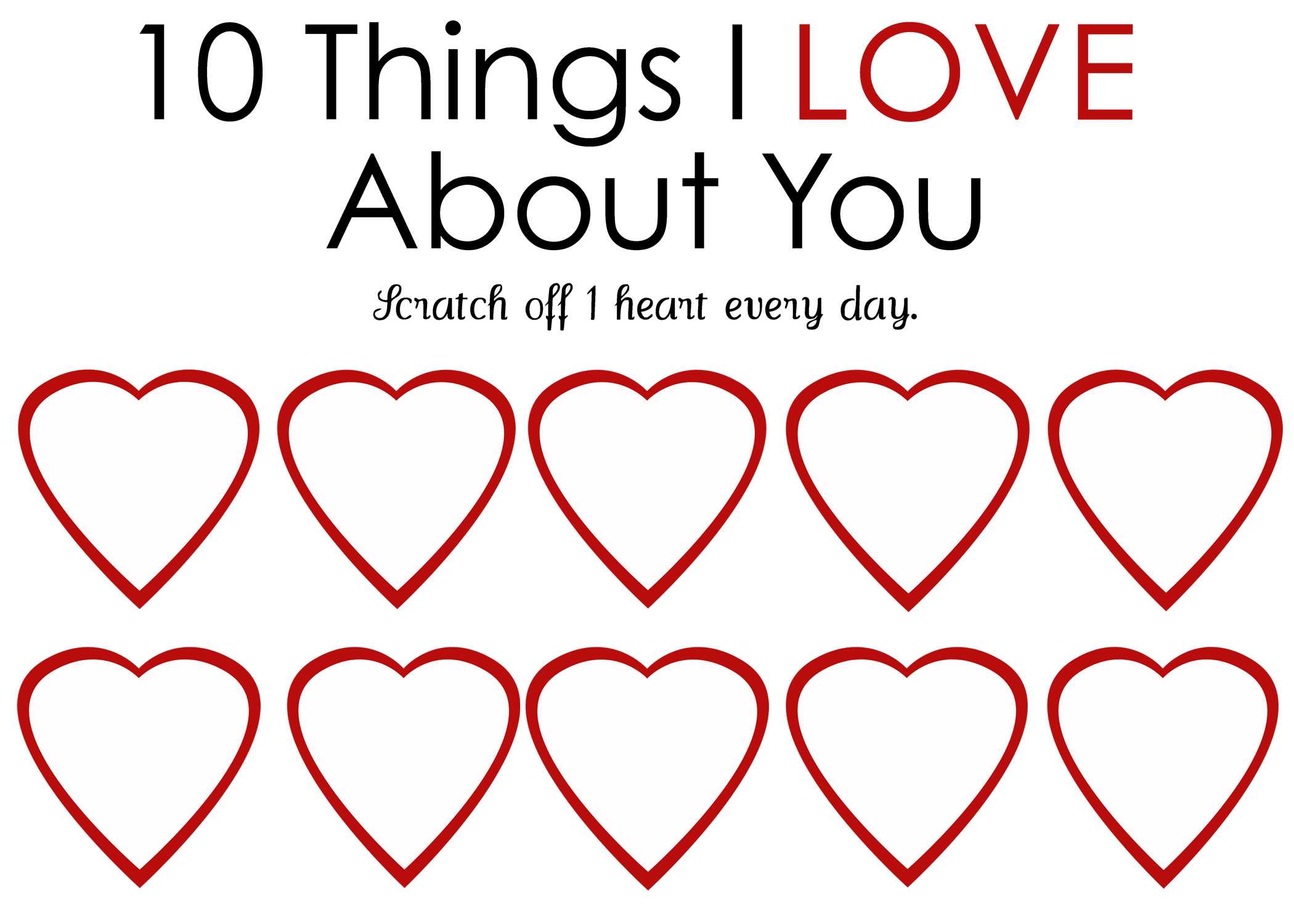 Printable Scratch Off Card {Easy Peasy Valentine} For 52 Things I Love About You Cards Template