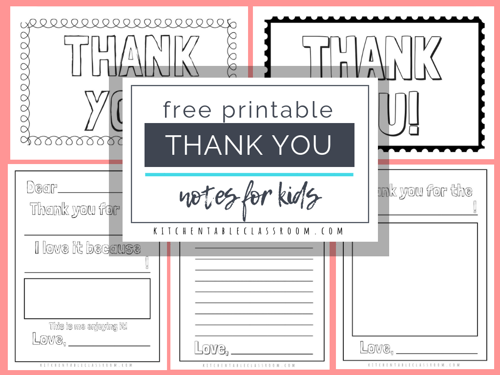 Printable Thank You Cards For Kids - The Kitchen Table Classroom Throughout Free Printable Thank You Card Template