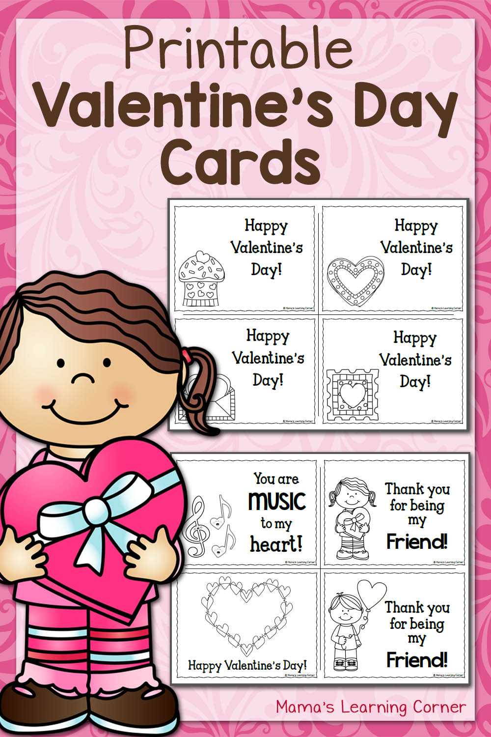 Printable Valentine's Day Cards – Mamas Learning Corner For Valentine Card Template For Kids