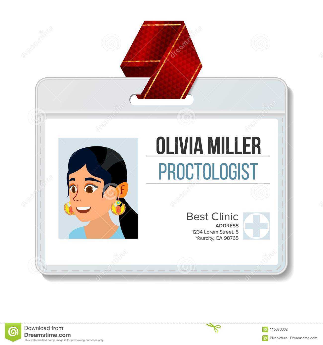 Proctologist Identification Badge Vector. Woman. Id Card Regarding Hospital Id Card Template