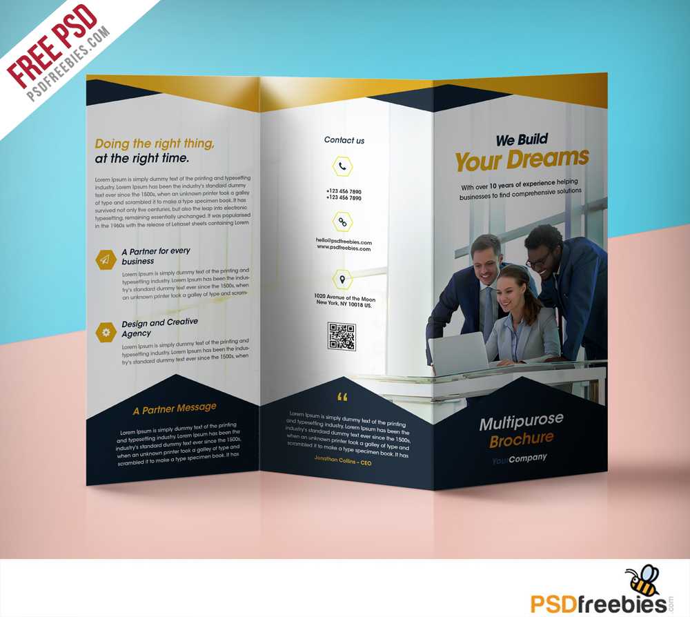Professional Corporate Tri Fold Brochure Free Psd Template Throughout Professional Brochure Design Templates