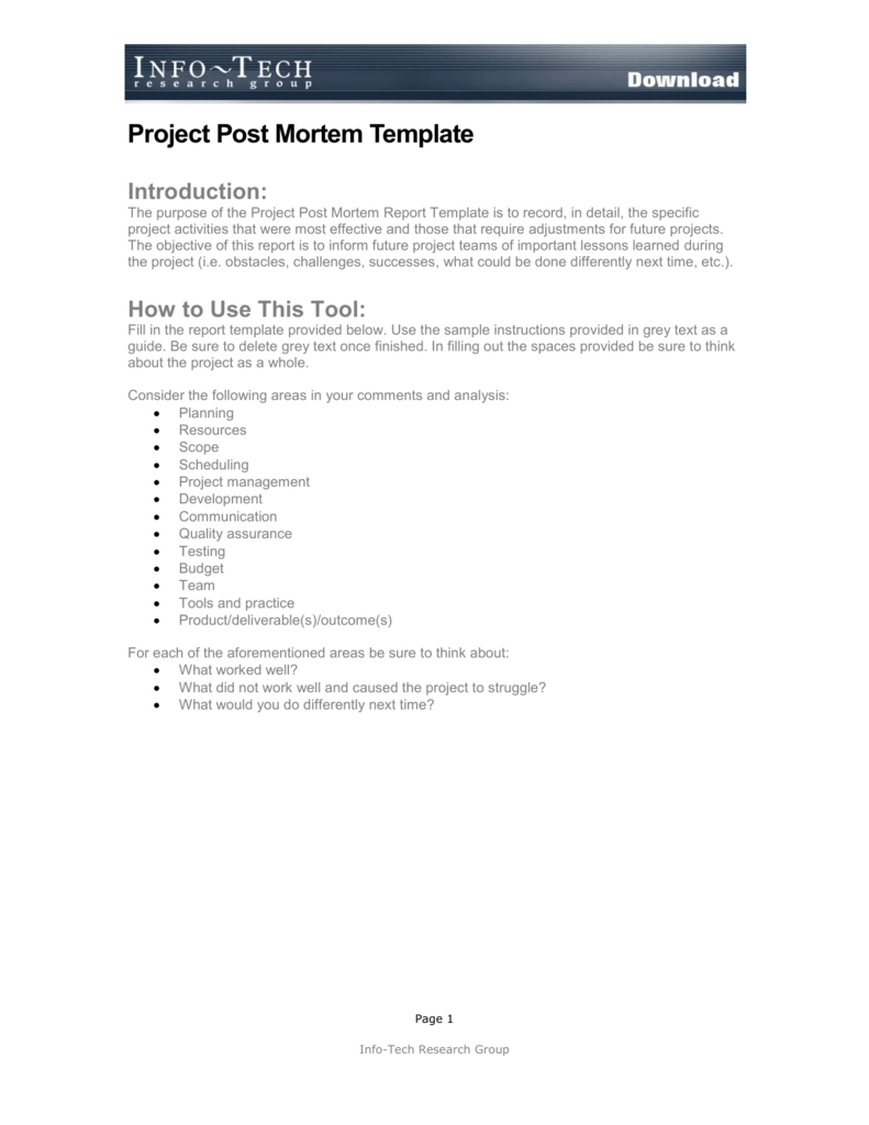 Project Post Mortem Template With Regard To Post Mortem Template Powerpoint
