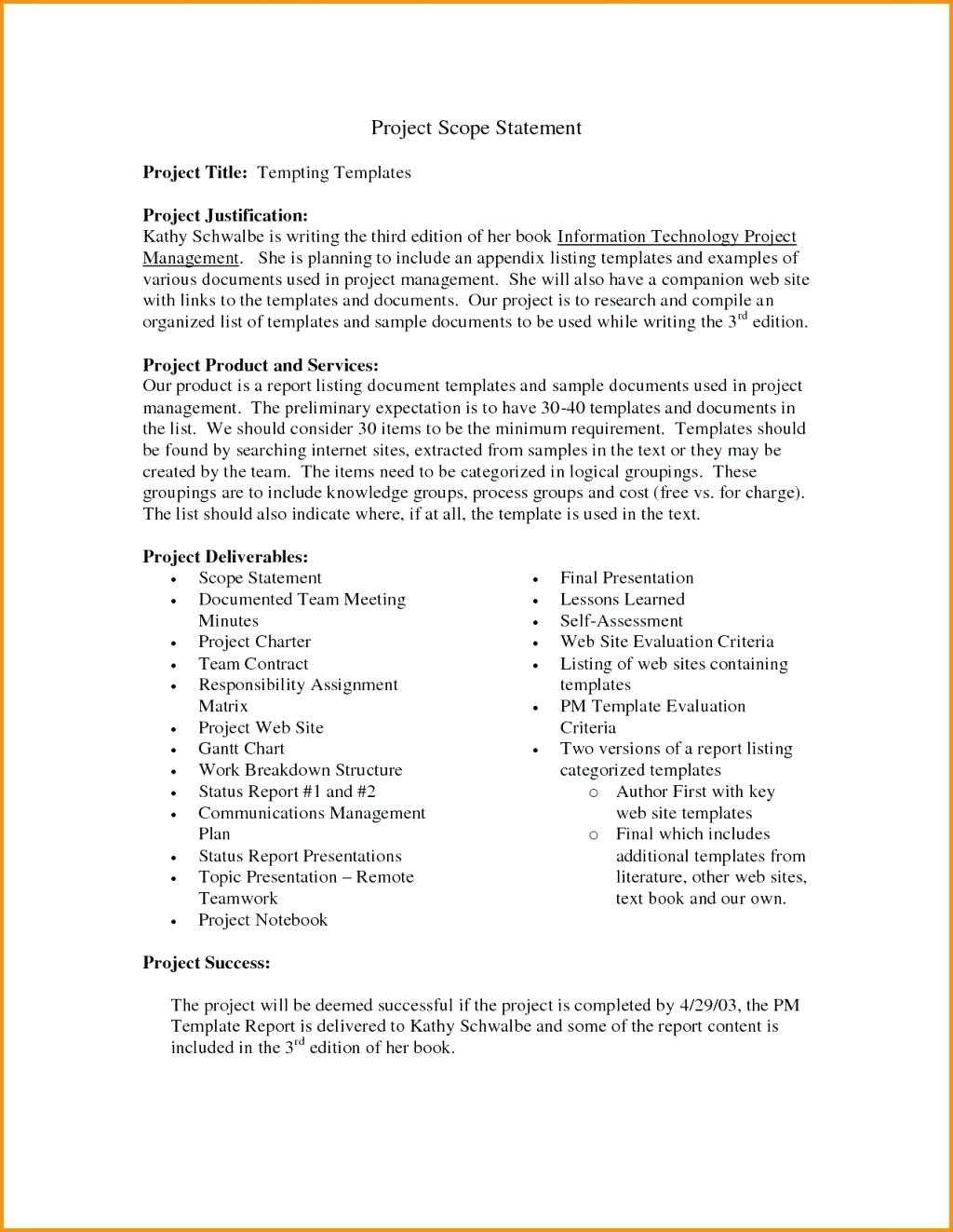 Project Scope Management Plan Template Free Example Pdf With Team Charter Template Powerpoint
