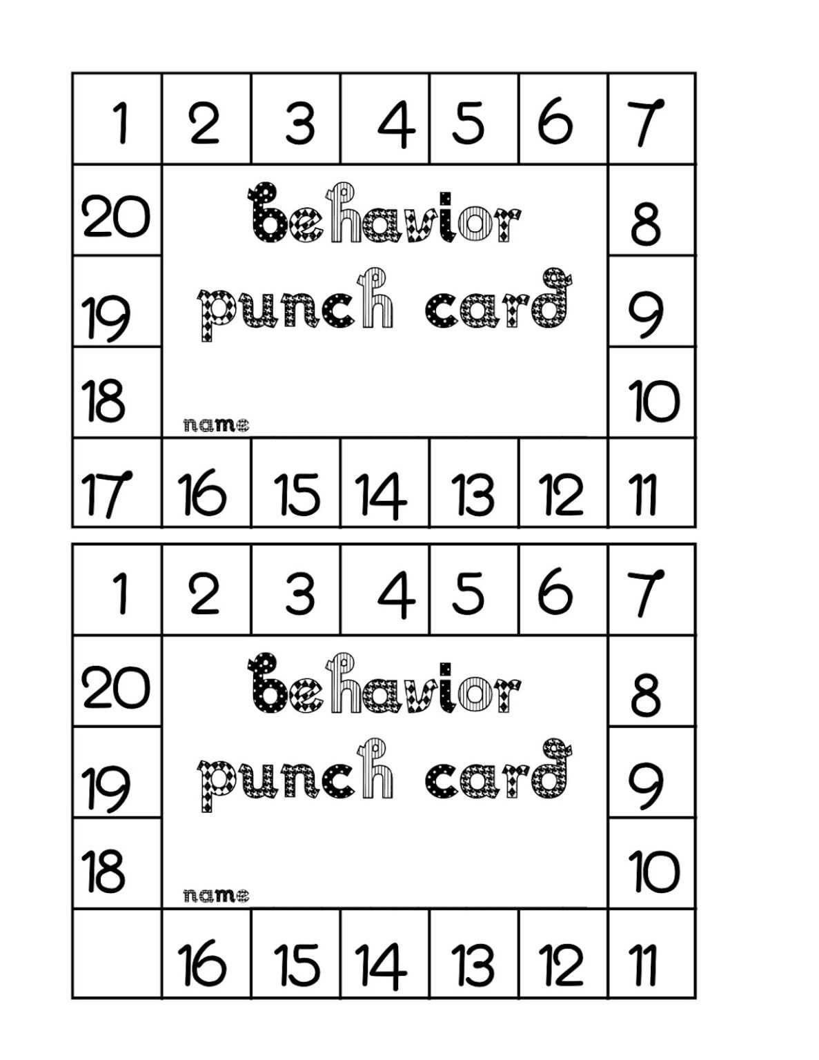 Free Printable Punch Card Template