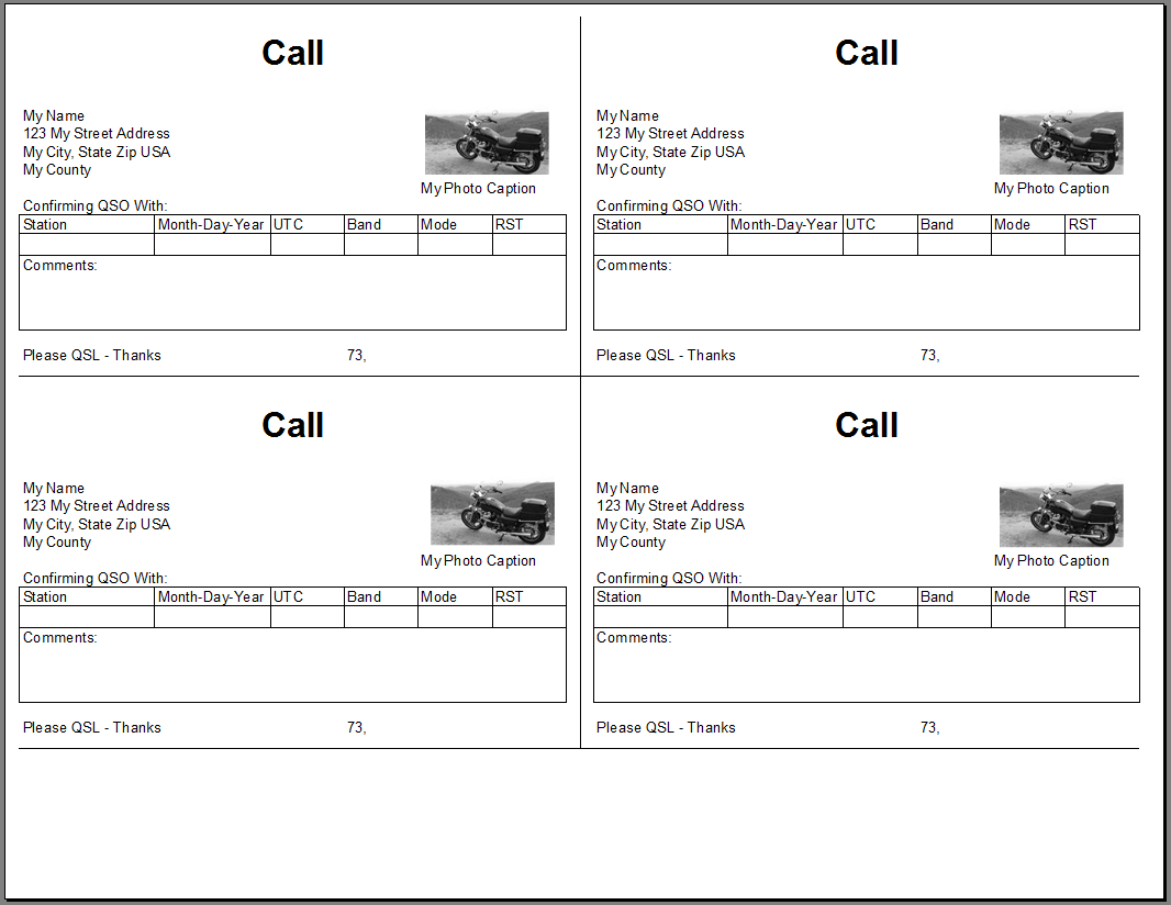 Qsl Cards From Excel Spreadsheet For Qsl Card Template