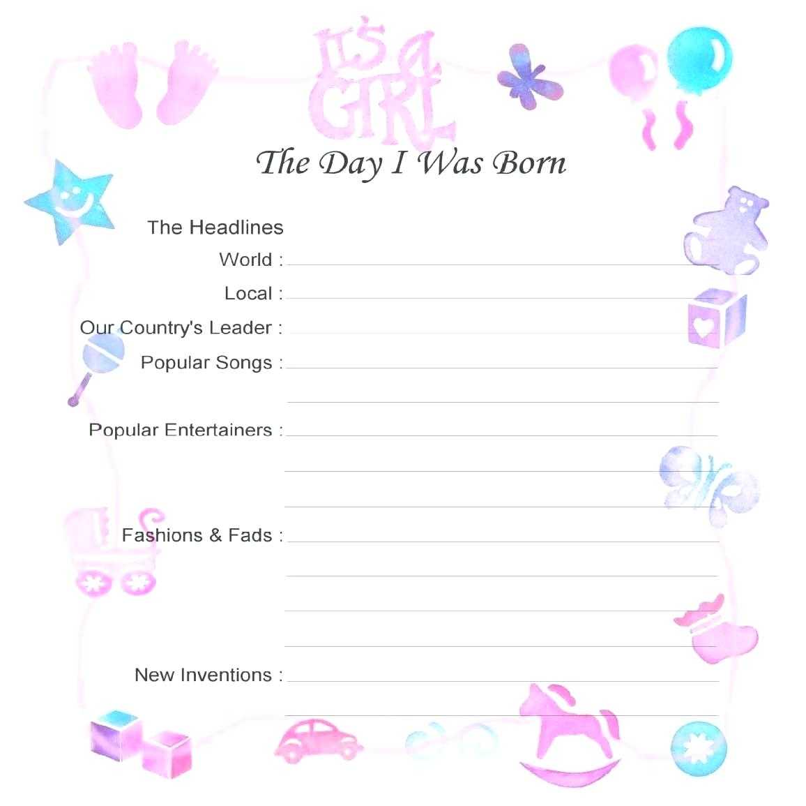 Rare Birth Certificate Template Word Ideas Free Microsoft Throughout Girl Birth Certificate Template
