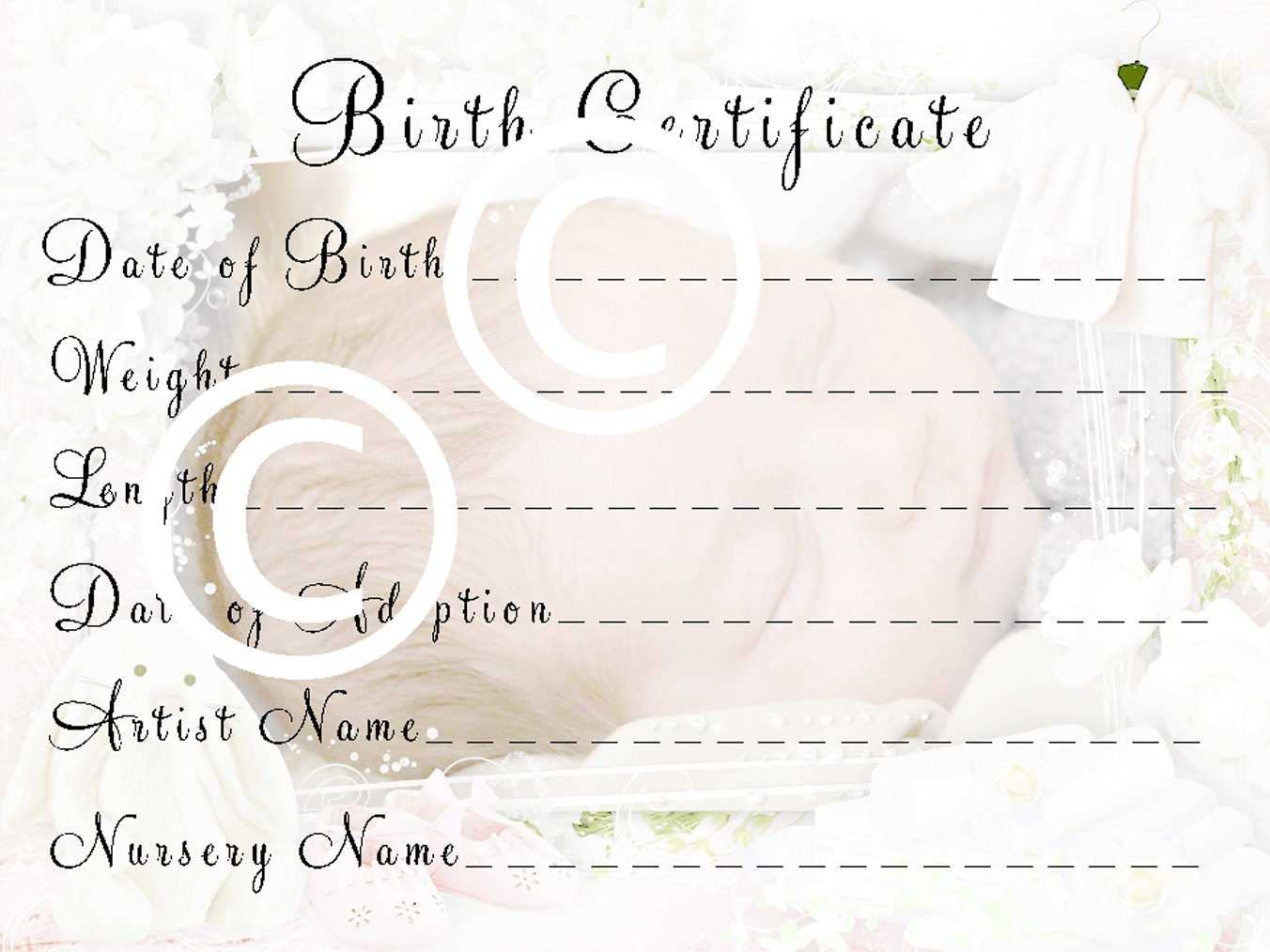 Reborn Birth Certificate Template Free For Baby Doll Birth Certificate Template