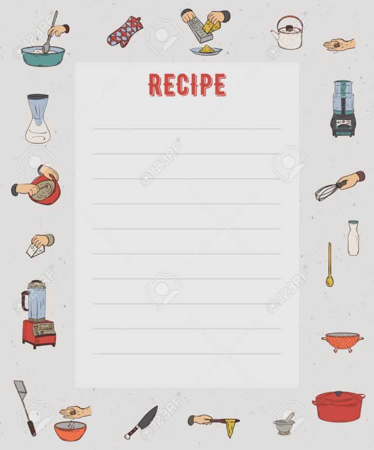 Recipe Card. Cookbook Page. Design Template With Kitchen Utensils ...