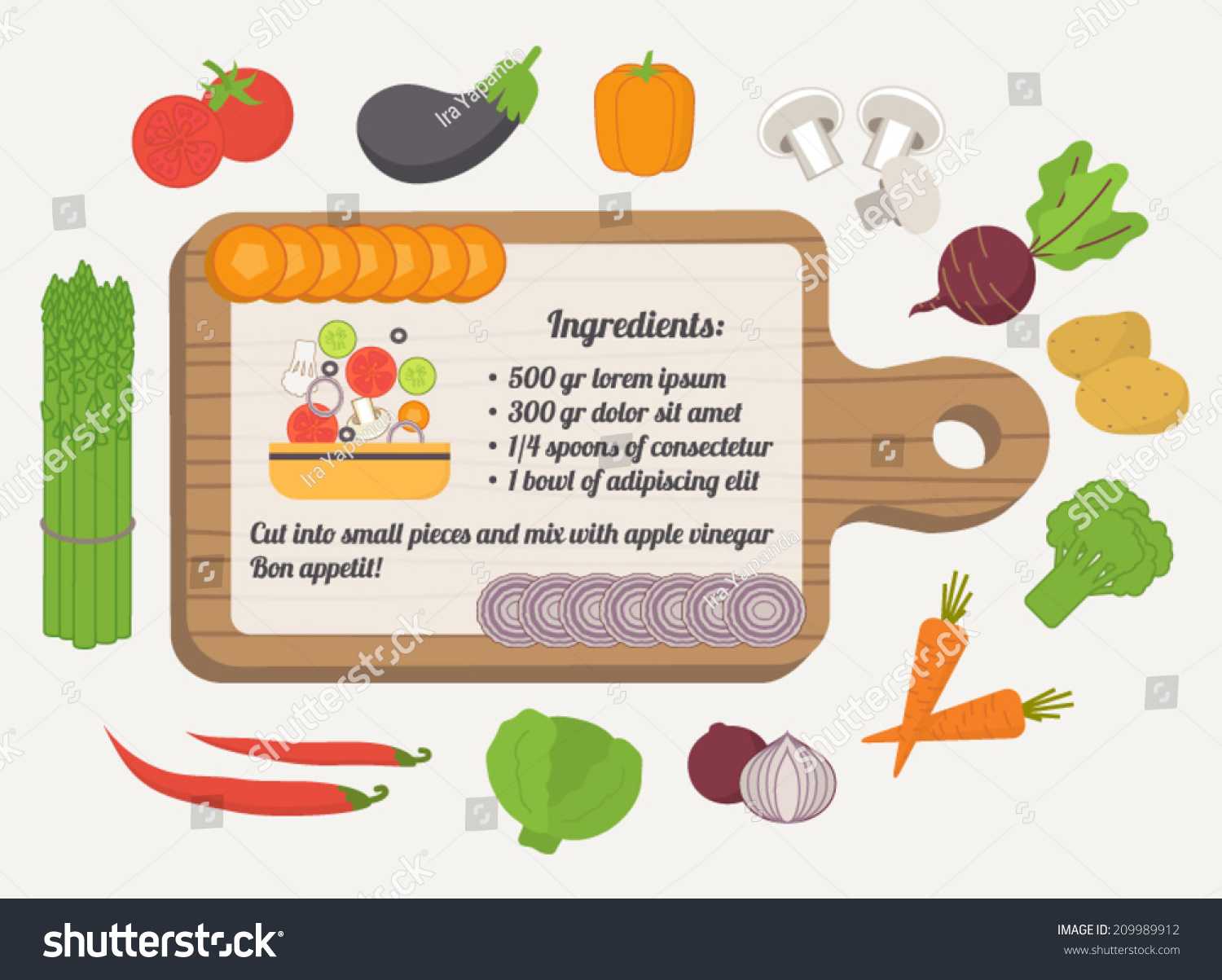 Recipe Card Culinary Template Food Icons Stock Vector Intended For Recipe Card Design Template