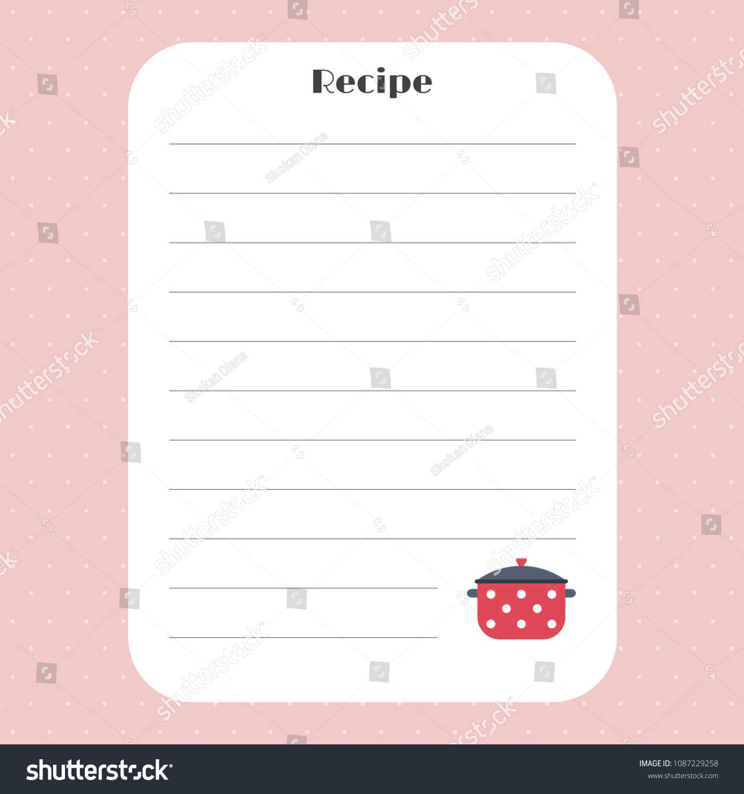 Recipe Card Template Restaurant Cafe Bakery Stock Vector Inside Restaurant Recipe Card Template