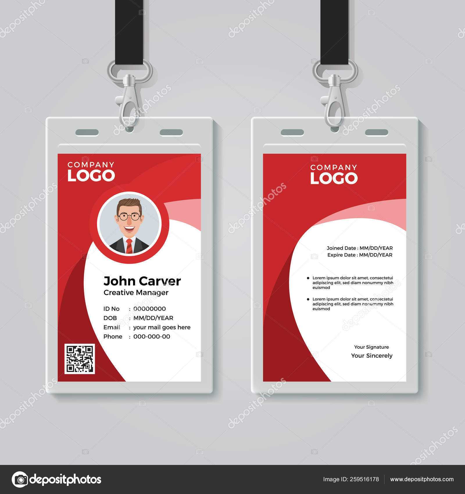 Red Corporate Id Card Template — Stock Vector © Bonezboyz Regarding Work Id Card Template