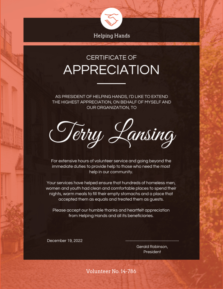 Red Volunteer Appreciation Certificate Template With Regard To ...