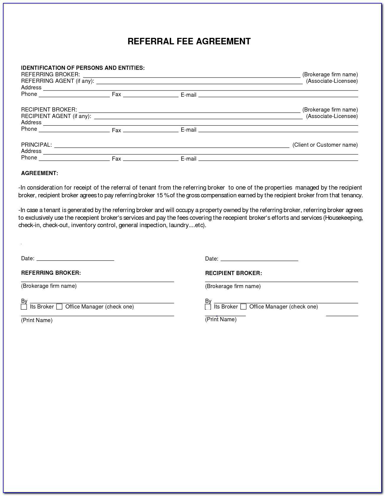 Referral Form Real Estate Referral Form Real Estate Form Within Referral Certificate Template