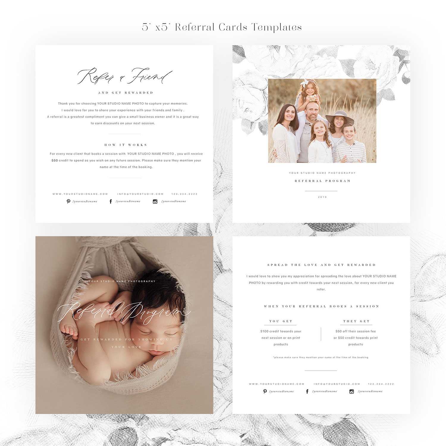 Referral Love 5×5 Card Templates Inside Photography Referral Card Templates