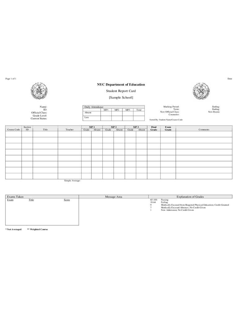 Report Card Template – 3 Free Templates In Pdf, Word, Excel With Fake Report Card Template