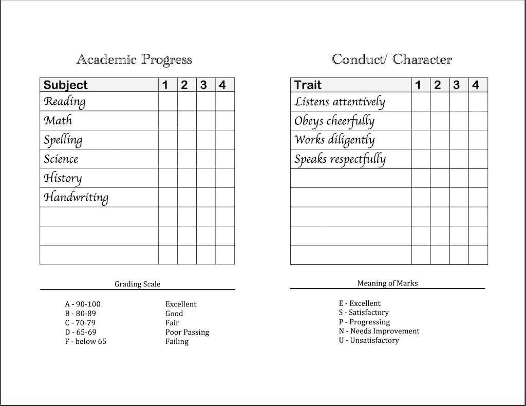 Report Card Template Convert Classic And List Free Editable With Homeschool Middle School Report Card Template