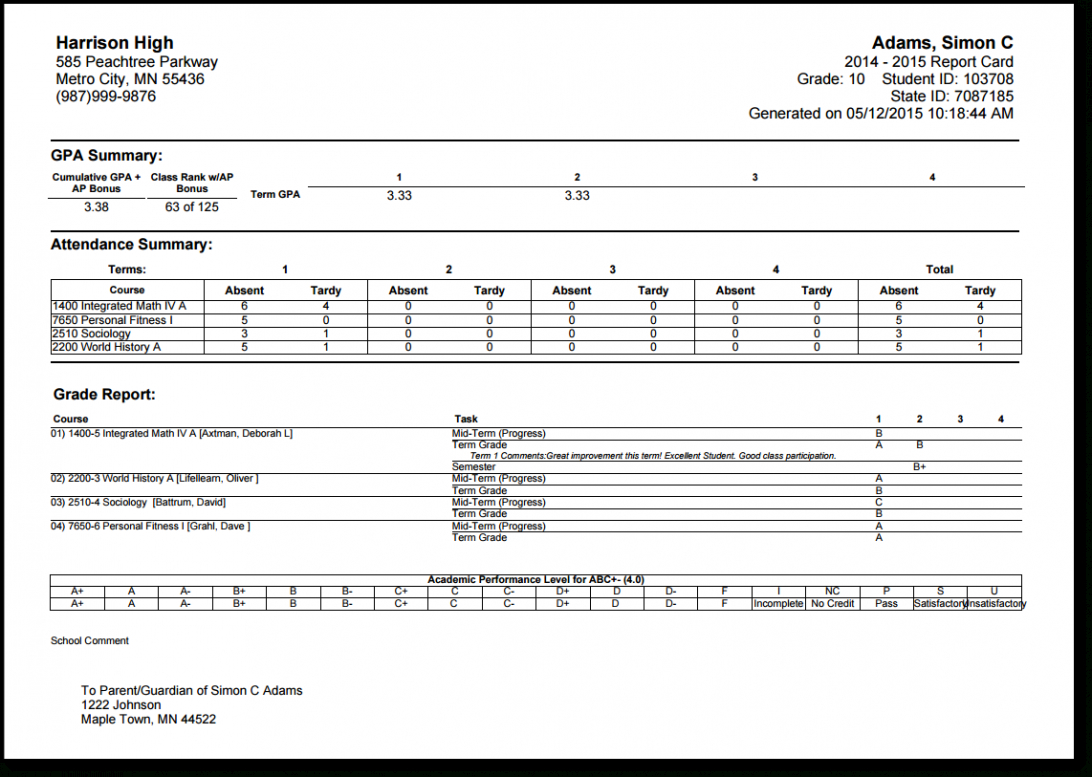 Report Card Template Printable Blank Cards Deped School Within High School Id Card Template