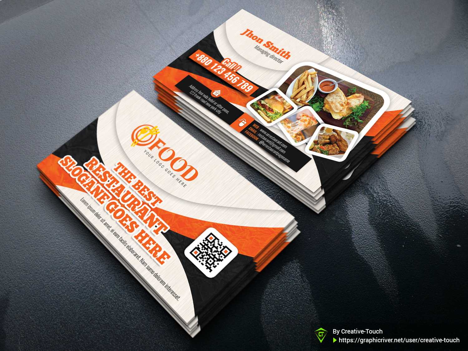 Restaurant Business Card Templatecreative Touch On Dribbble In Call Card Templates