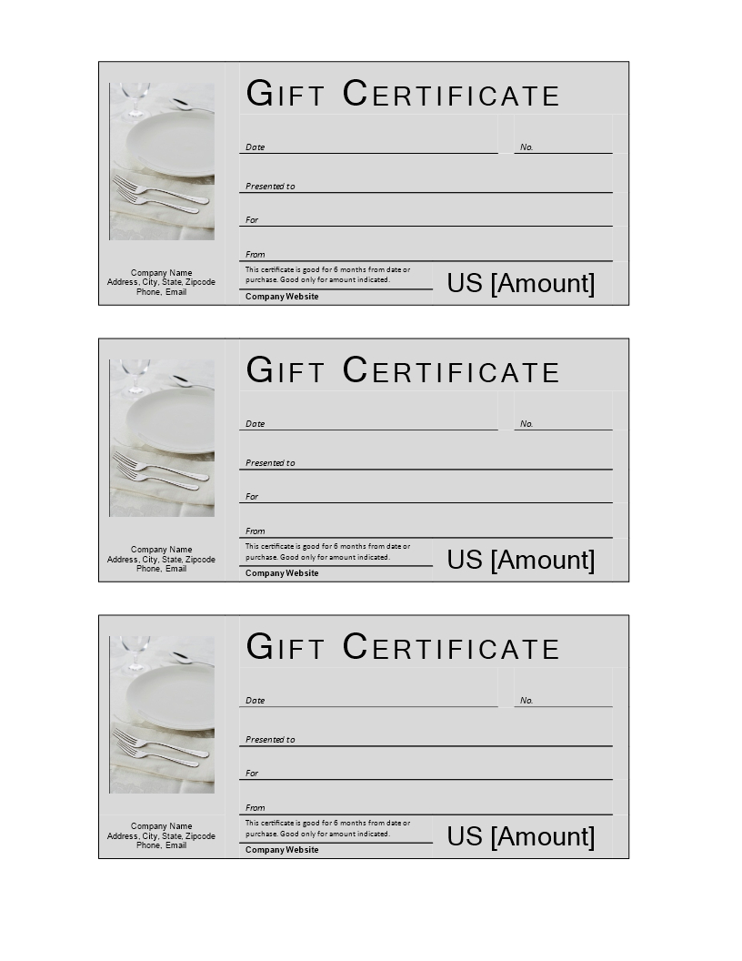 Restaurant Gift Certificate | Templates At Allbusinesstemplates With Restaurant Gift Certificate Template