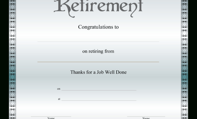 Retirement Certificate | Templates At Allbusinesstemplates inside Retirement Certificate Template