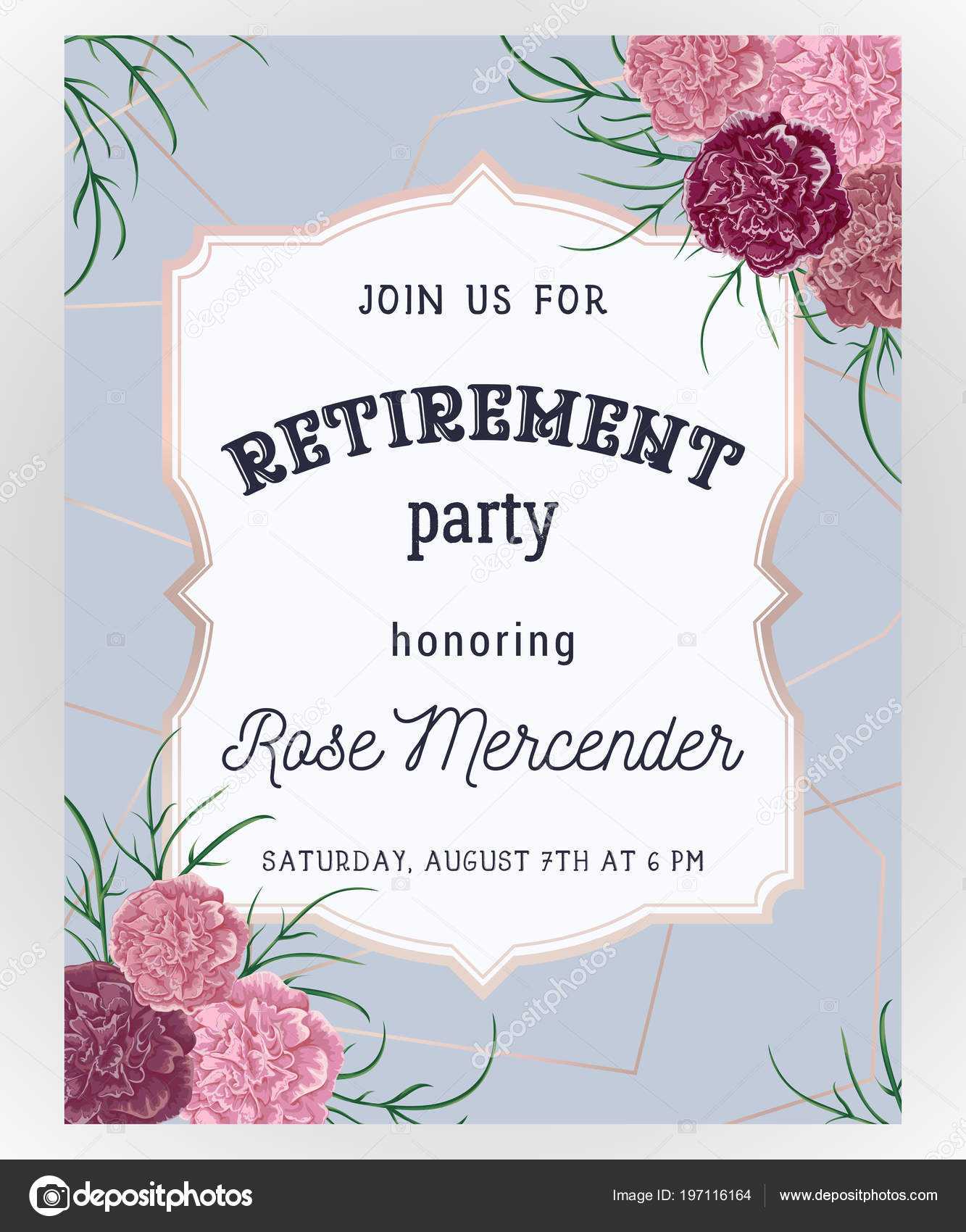 Retirement Party Invitation Design Template Rose Gold Inside Retirement Card Template
