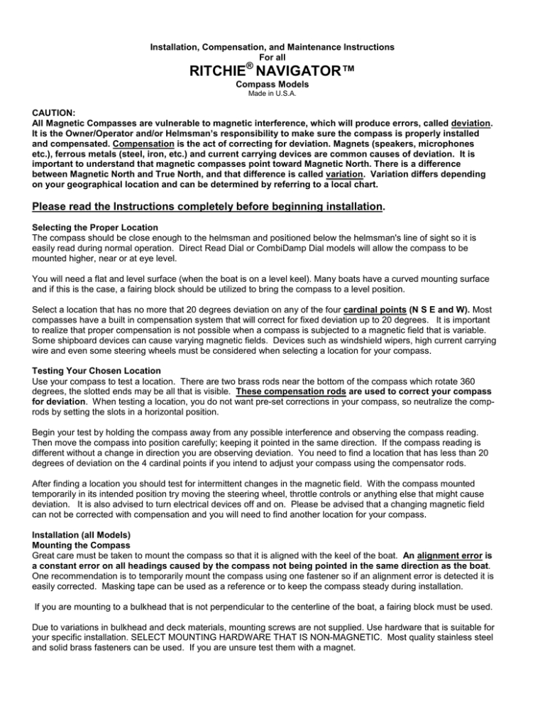 Ritchie Fn 203 Navigator (Black) Manualzz Inside Compass Deviation