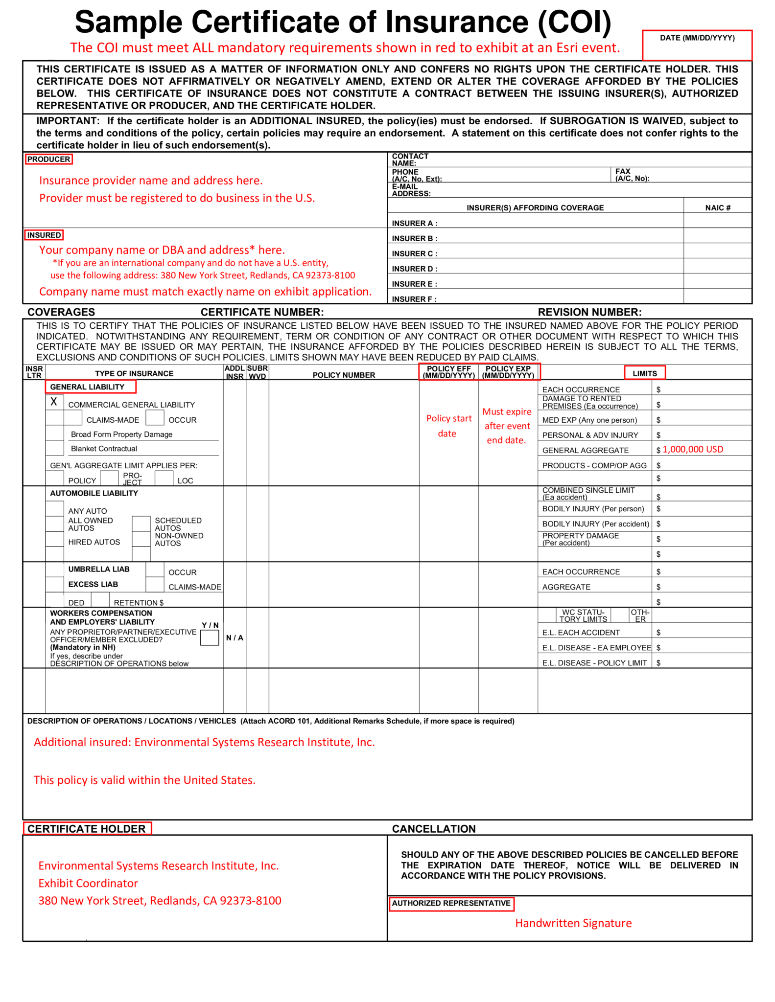 Coi Free Printable Pdf Blank Certificate Of Insurance Form Printable