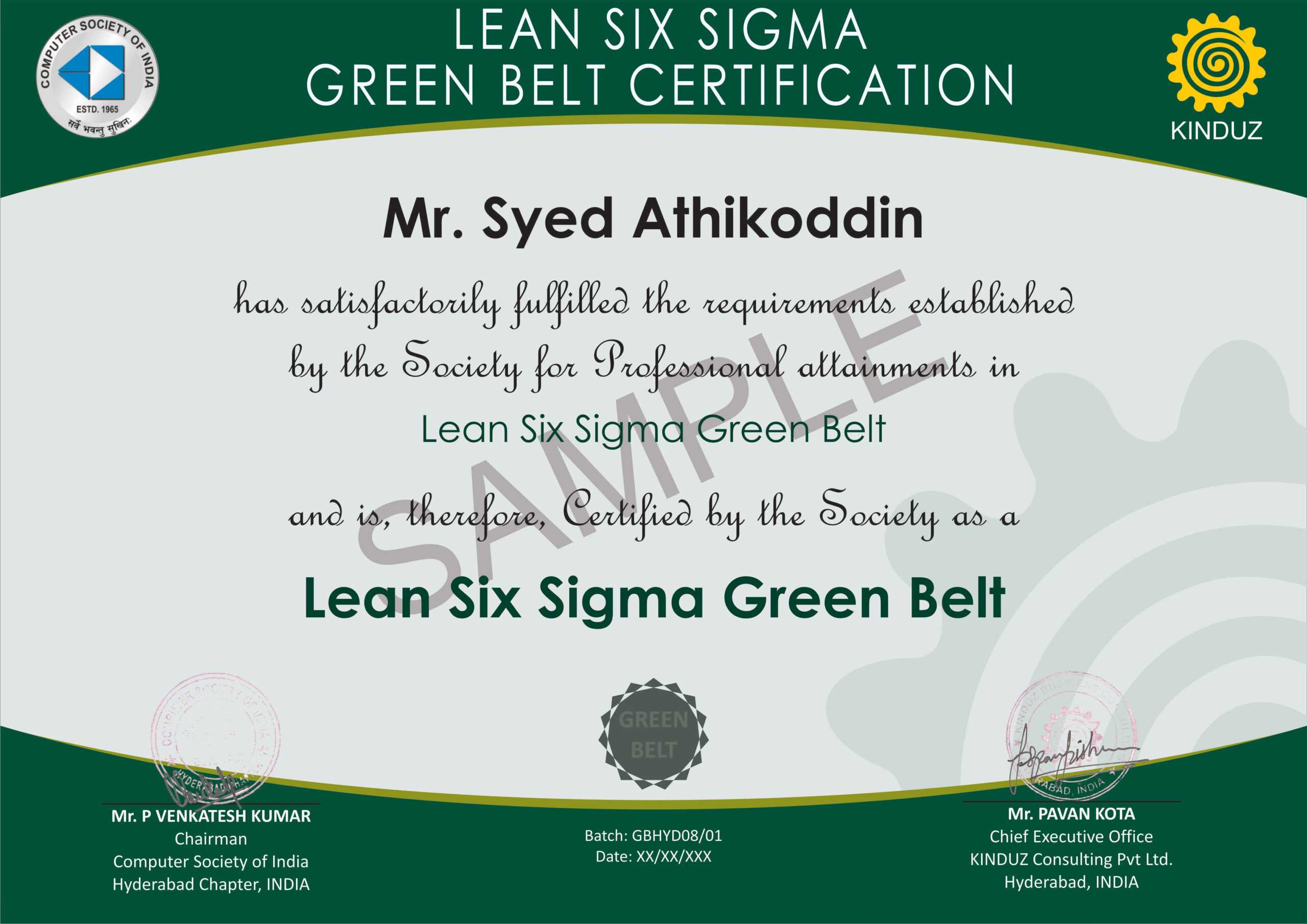 Sample Certificates – Lean Six Sigma India Throughout Green Belt Certificate Template