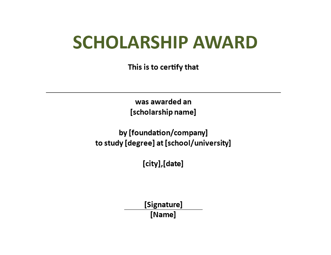 Scholarship Award Certificate Template | Templates At Regarding Scholarship Certificate Template Word