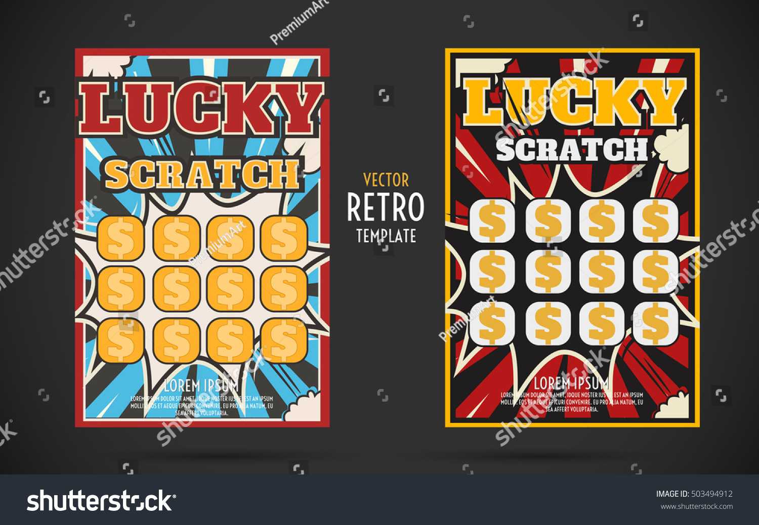 Scratch Off Lottery Card Retro Ticket Stock Vector (Royalty Within Scratch Off Card Templates