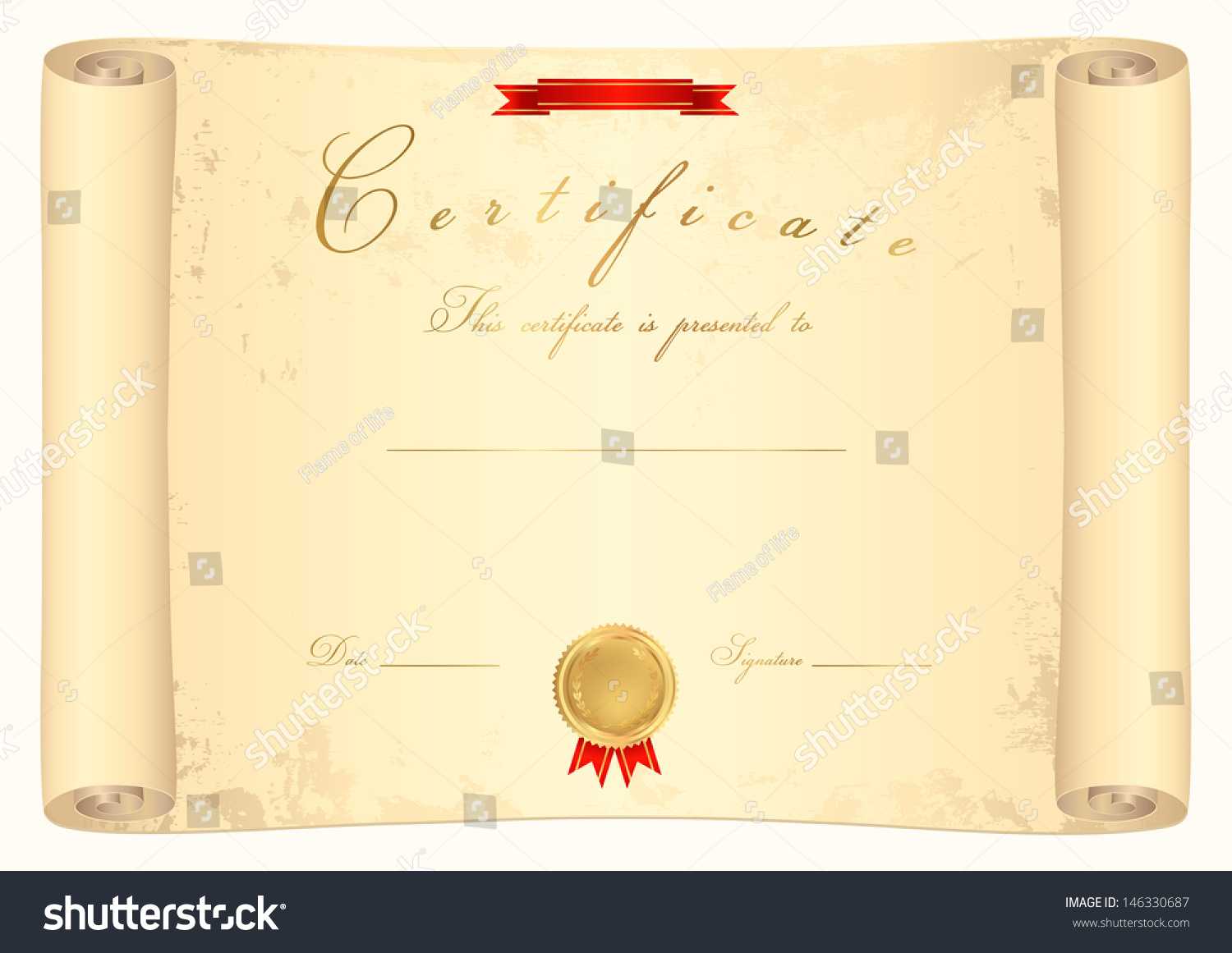 Scroll Certificate Completion Template Sample Background Regarding Certificate Scroll Template