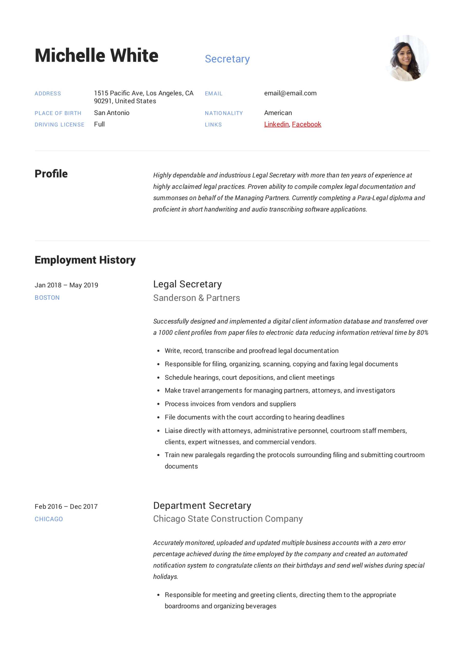 Secretary Resume & Writing Guide | +12 Template Samples | Pdf | With Regard To Corporate Secretary Certificate Template