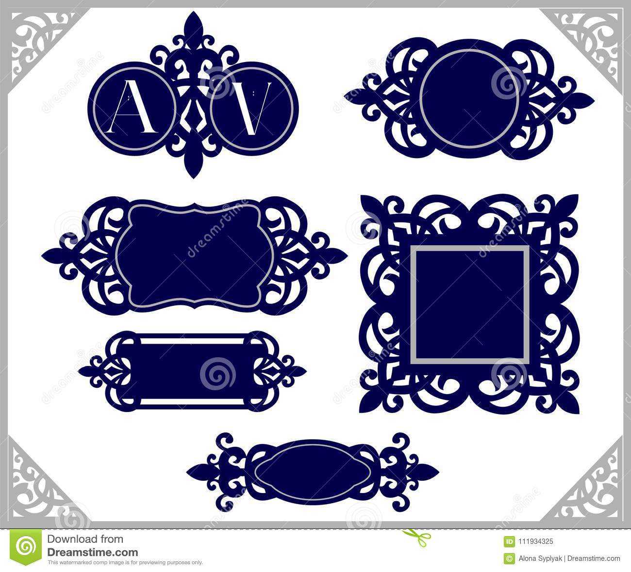 Set Of Design Element. Vintage Emblem. Decorative Frame Throughout Silhouette Cameo Card Templates