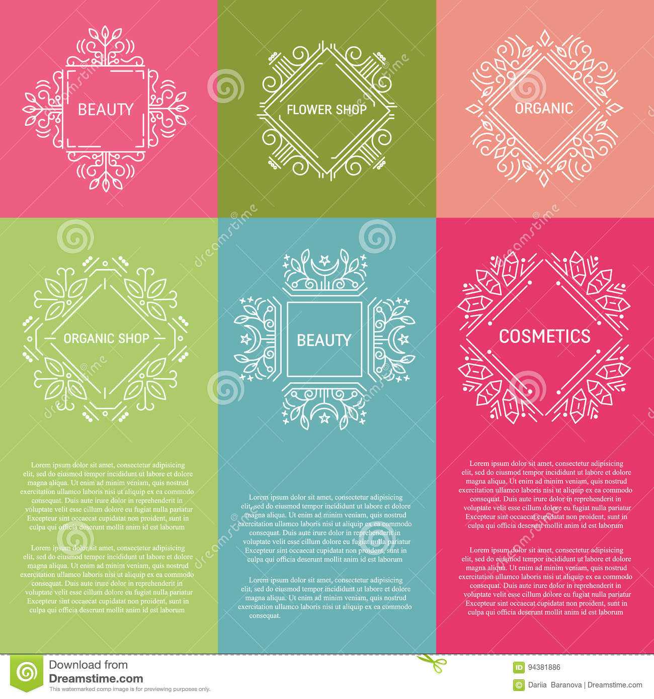 Set Of Flyer With Geometric Emblems Stock Vector In Chiropractic Travel Card Template