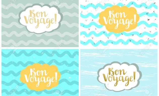 Set Of Four Cards, Vector Templates. Bon Voyage. with regard to Bon Voyage Card Template