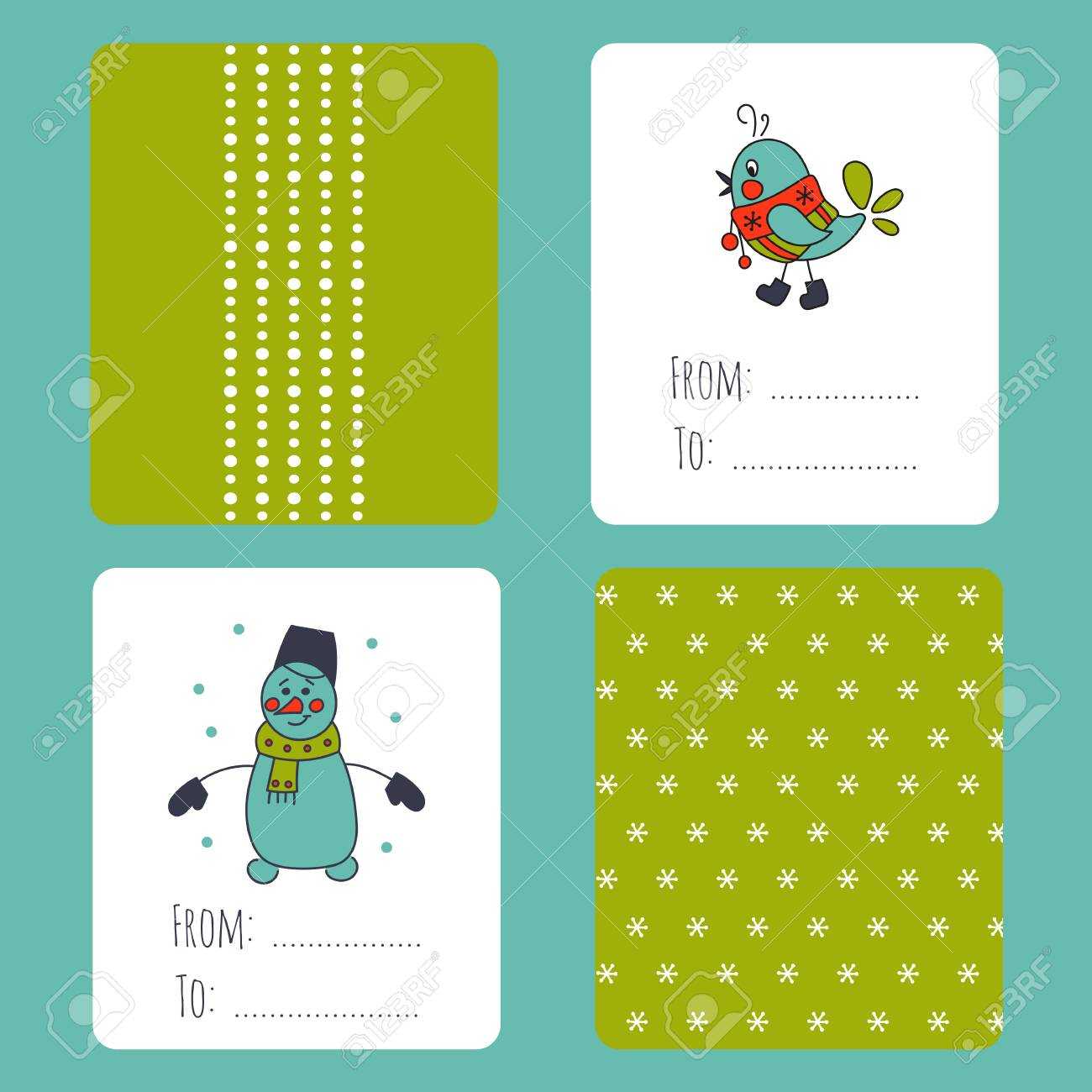 Set Of Winter Small Card Templates. Collection For Christmas.. With Regard To Small Greeting Card Template