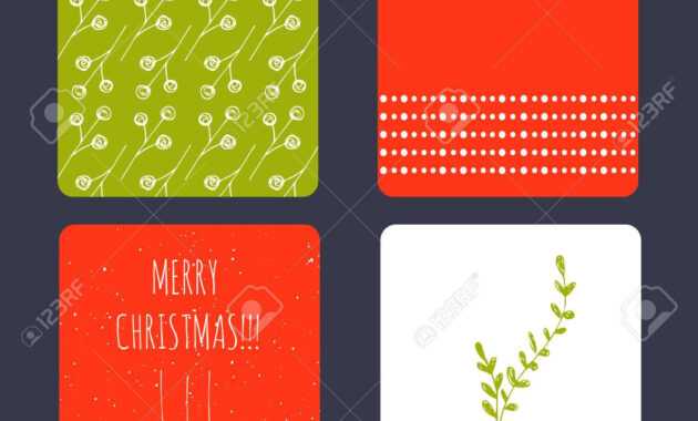 Set Of Winter Small Card Templates. Collection For Christmas.. within Small Greeting Card Template