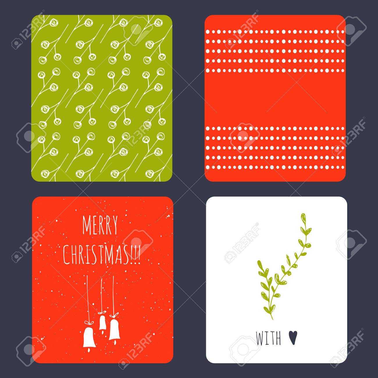 Set Of Winter Small Card Templates. Collection For Christmas.. Within Small Greeting Card Template