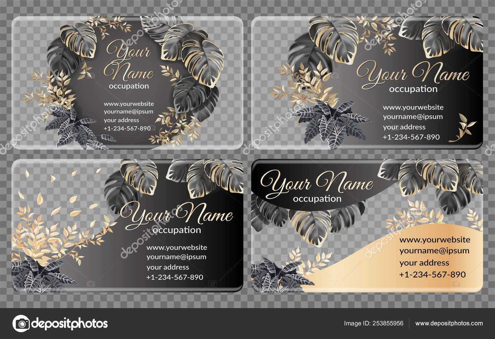 Set Template Business Cards Transparent Background Decorated Pertaining To Transparent Business Cards Template