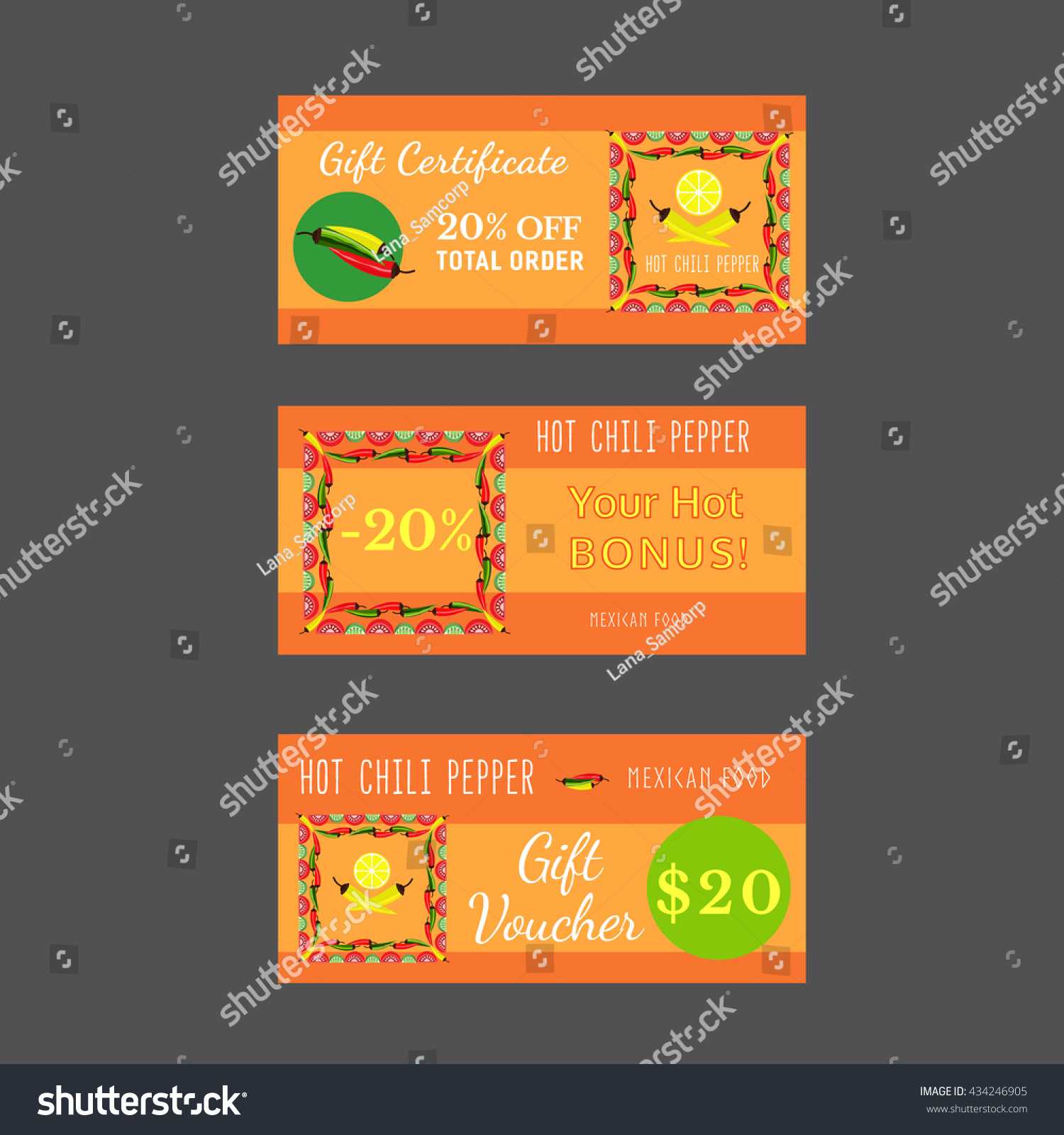 Set Templates Mexican Restaurant Gift Certificate Stock In Restaurant Gift Certificate Template