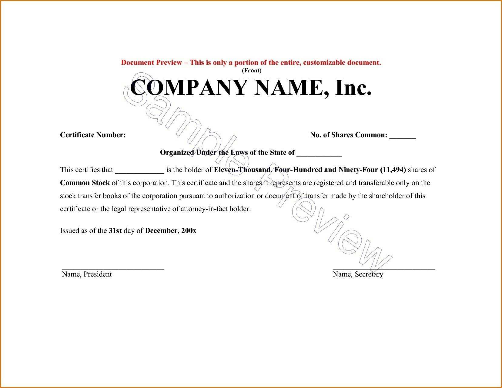 Share Certificate Template Alberta Urgent Request Letter Regarding Corporate Secretary Certificate Template