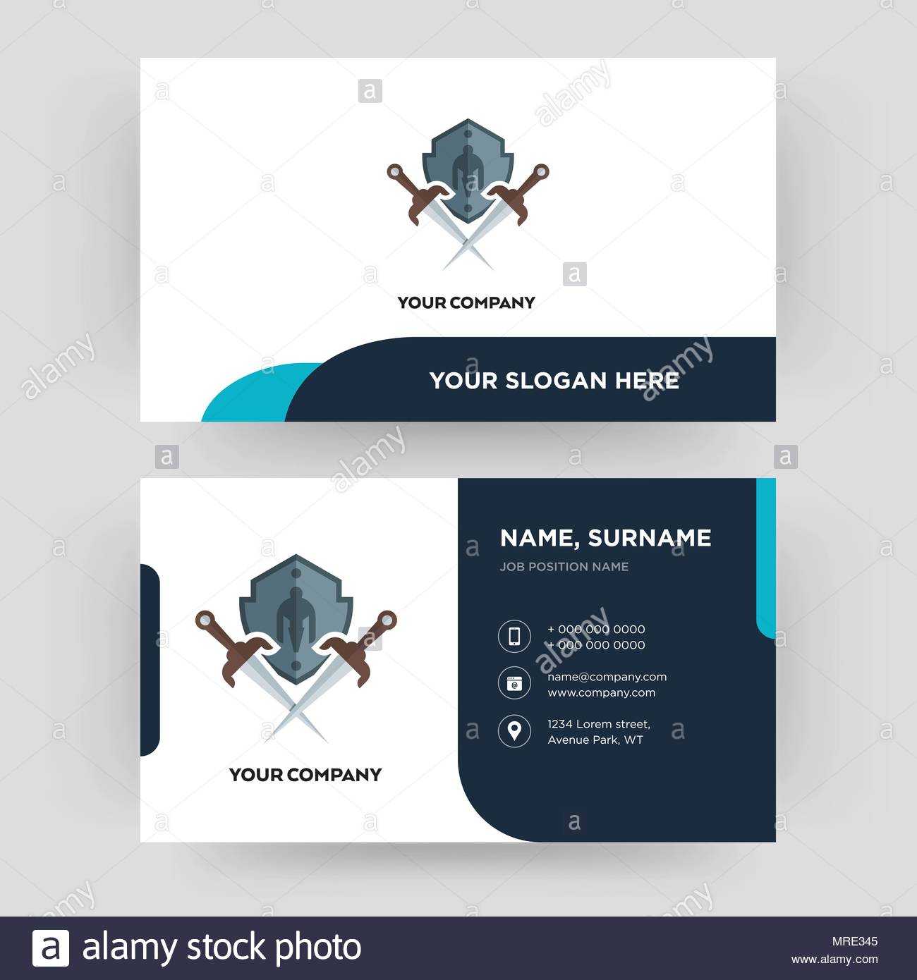 Shield And Sword, Business Card Design Template, Visiting In Shield Id Card Template