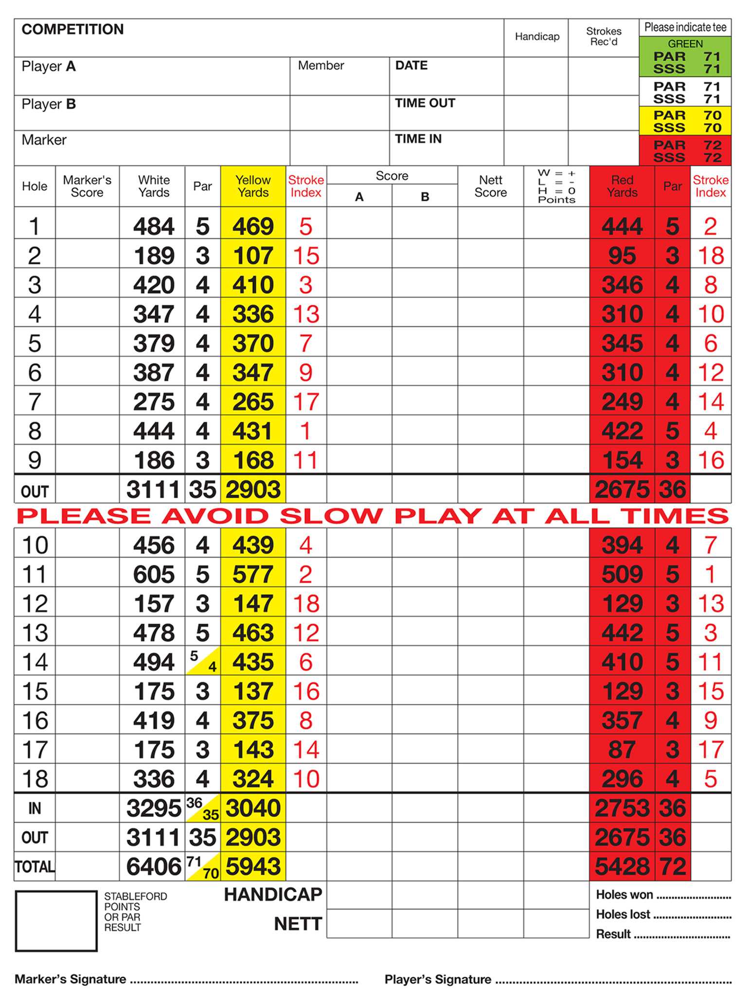 Silvermere Golf Club Score Card Throughout Golf Score Cards Template