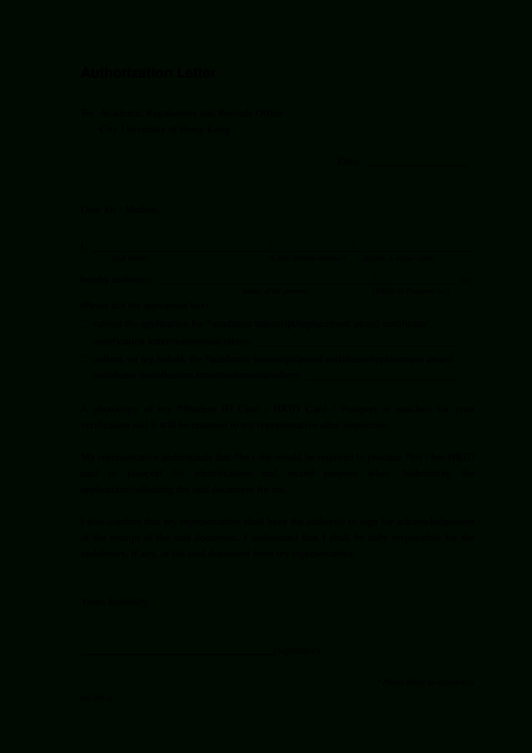 Simple Authorization Letter For Certificate | Templates At With Certificate Of Authorization Template